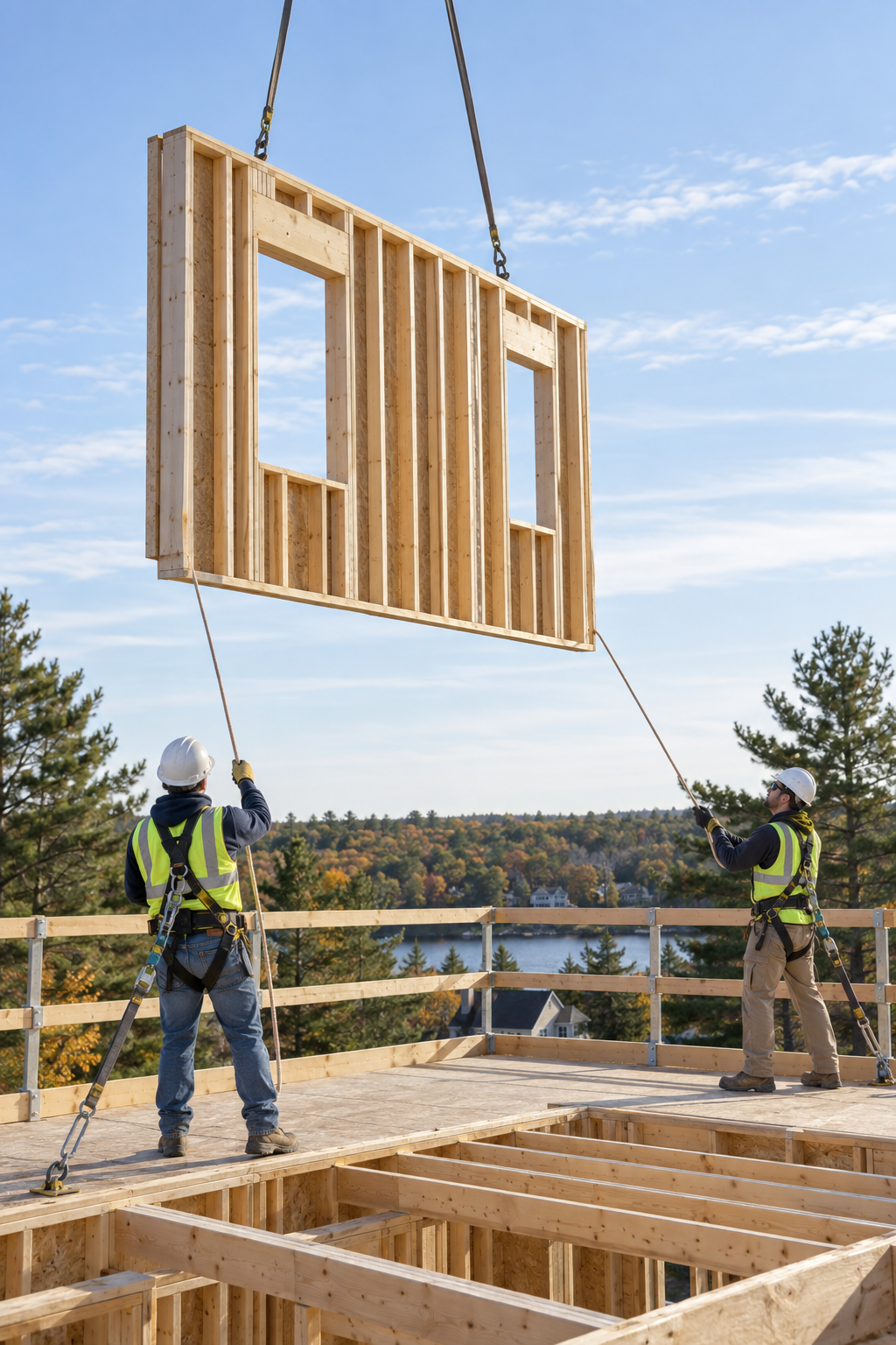 Crane-lifted prefabricated wall panel